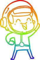 rainbow gradient line drawing happy cartoon astronaut vector