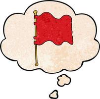 cartoon flag and thought bubble in grunge texture pattern style vector