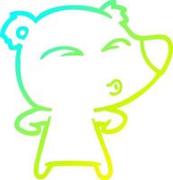 cold gradient line drawing cartoon whistling bear vector