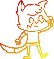 warm gradient line drawing cartoon friendly fox vector