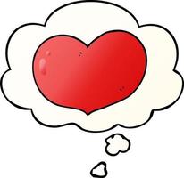 cartoon love heart and thought bubble in smooth gradient style vector