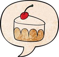 cartoon tasty dessert and speech bubble in retro texture style vector