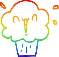 cupcake de dibujos animados de dibujo de línea de gradiente de arco iris vector