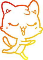 warm gradient line drawing happy cartoon cat vector