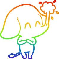 rainbow gradient line drawing cute cartoon elephant spouting water vector