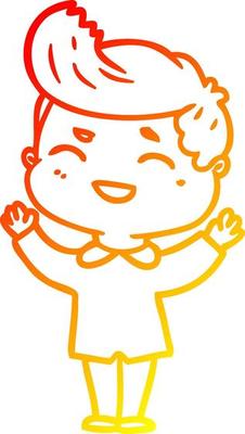 warm gradient line drawing cartoon man laughing