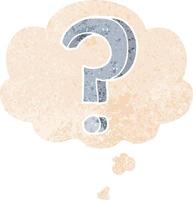 cartoon question mark and thought bubble in retro textured style vector