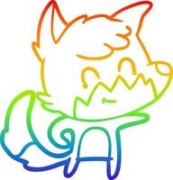 rainbow gradient line drawing cartoon friendly fox vector