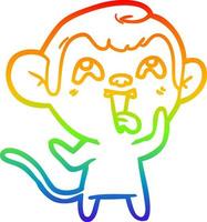 rainbow gradient line drawing crazy cartoon monkey vector