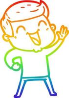 rainbow gradient line drawing cartoon man laughing vector