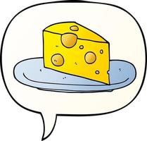 cartoon cheese and speech bubble in smooth gradient style vector