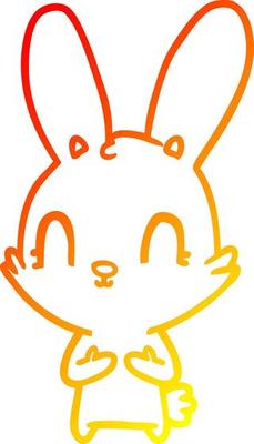 warm gradient line drawing cute cartoon rabbit