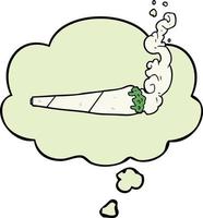 cartoon marijuana joint and thought bubble vector