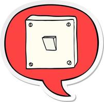 cartoon light switch and speech bubble sticker vector