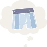 cartoon boxer shorts and thought bubble in retro style vector