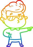 rainbow gradient line drawing cartoon cool guy vector