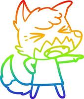 rainbow gradient line drawing angry cartoon fox vector