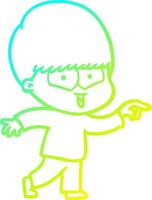 cold gradient line drawing cartoon happy boy vector