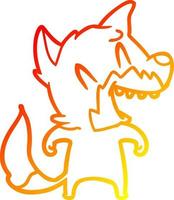 warm gradient line drawing laughing fox cartoon vector