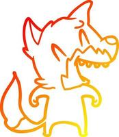 warm gradient line drawing laughing fox cartoon vector