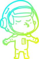 cold gradient line drawing cartoon confident astronaut vector