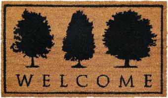 Beautiful welcome doormat peach color with black tree photo