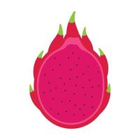 Hand Drawn Red Dragon Fruit Slice Animated Fruits Icon Clipart Vector Illustration