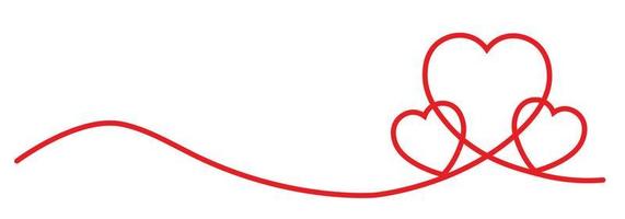 Line continuous heart love vector outline in red art graphic design