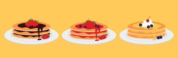 Flat Animated Pancake Flavor Set for Shrove Tuesday Graphic Vector Illustration Design