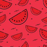 Watermelon seamless pattern background with memphis tropical wallpaper vector design