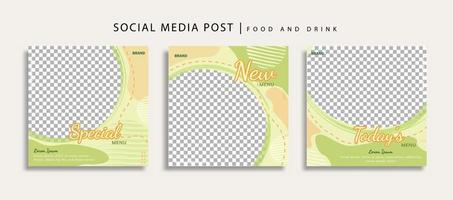 Food and drink menu social media post abstract design vector