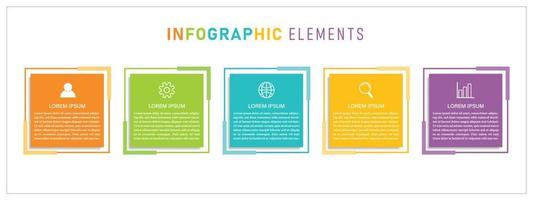 Creative square infographic elements with icon for business concept presentation vector png