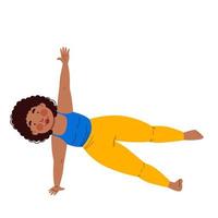 Girl doing yoga. A plump girl on a white background. vector