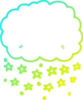 cold gradient line drawing cartoon rain cloud vector