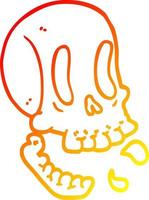 warm gradient line drawing funny cartoon skull vector