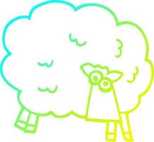 cold gradient line drawing cartoon black sheep vector