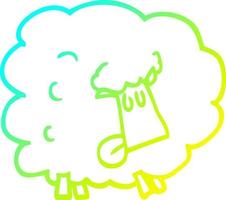 cold gradient line drawing cartoon funny sheep vector