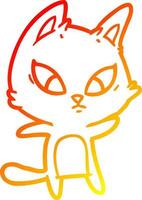 warm gradient line drawing confused cartoon cat vector