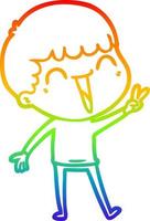 rainbow gradient line drawing cartoon happy man vector
