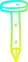 cold gradient line drawing cartoon iron nail vector
