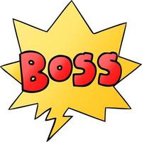 cartoon word boss and speech bubble in smooth gradient style vector