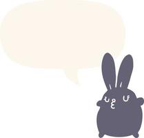 cute cartoon rabbit and speech bubble in retro style vector