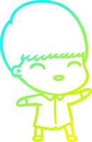 cold gradient line drawing happy cartoon boy vector