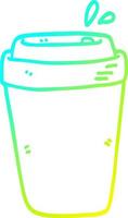 taza de café de dibujos animados de dibujo de línea de gradiente frío vector