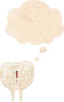 cartoon happy tooth and thought bubble in retro textured style vector