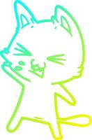 cold gradient line drawing cartoon cat hissing vector