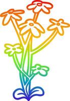 rainbow gradient line drawing flower vector