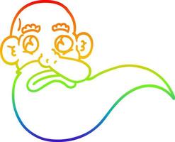 rainbow gradient line drawing cartoon grumpy old man vector