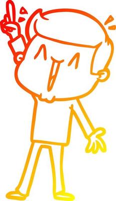 warm gradient line drawing cartoon happy man