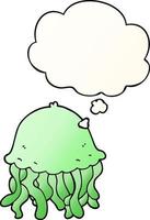 cartoon jellyfish and thought bubble in smooth gradient style vector